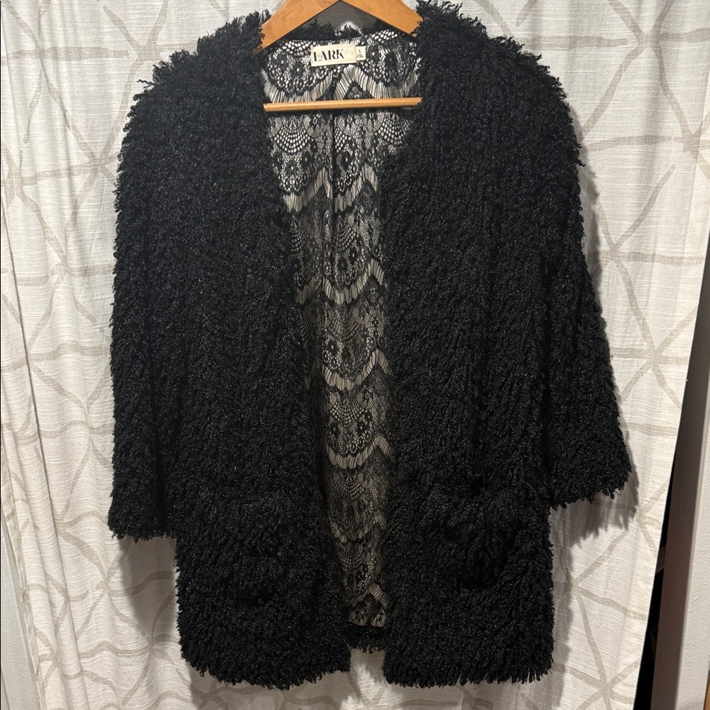 Lark Women's Textured Black Cardigan/coat S